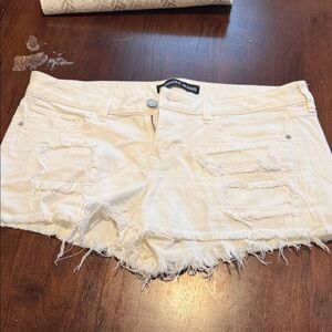 Express White Frayed Jean Shorts